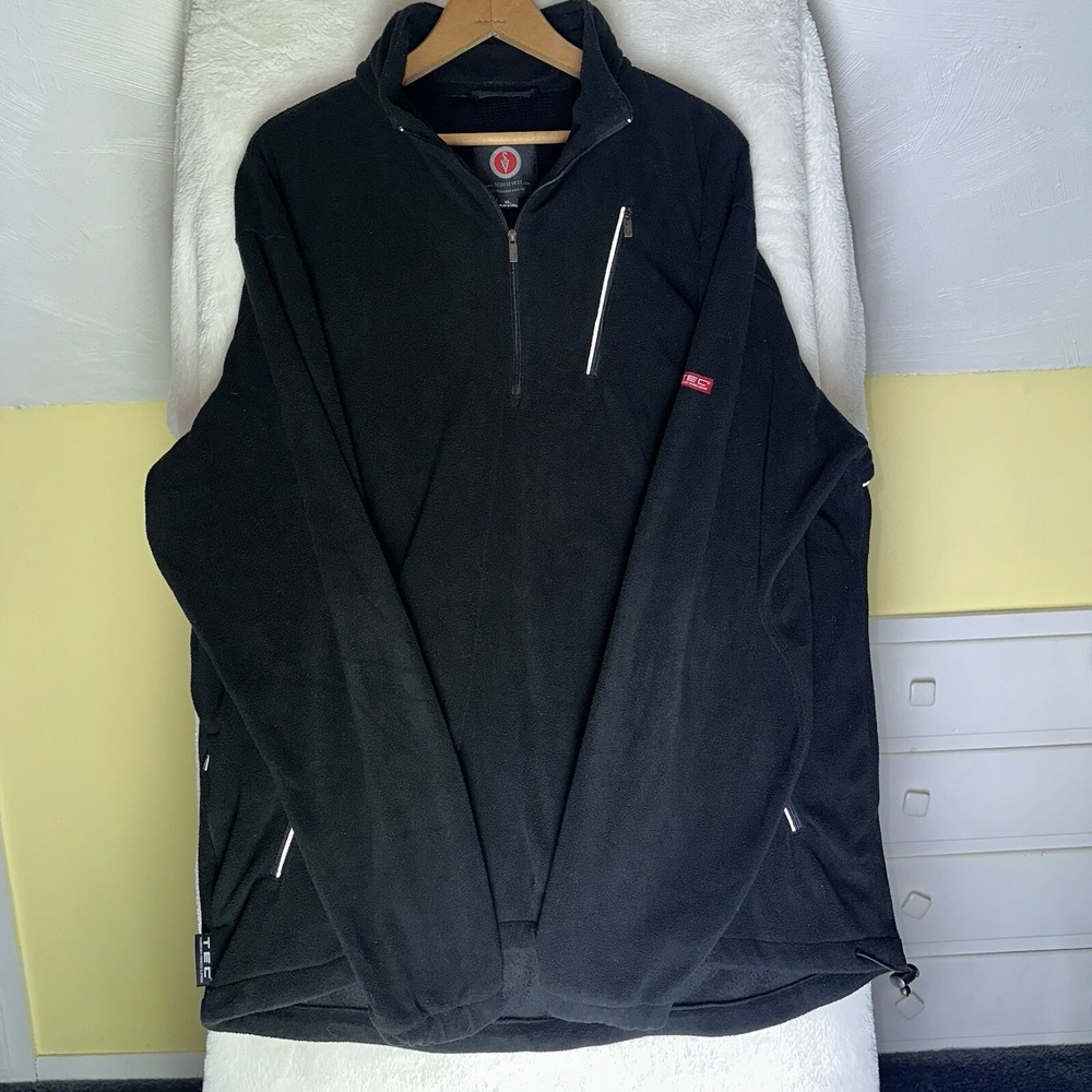 SCOTTeVEST Jacket XL Black Fleece 1/4 Zip TEC Mock Neck Outdoors Vented Pullover